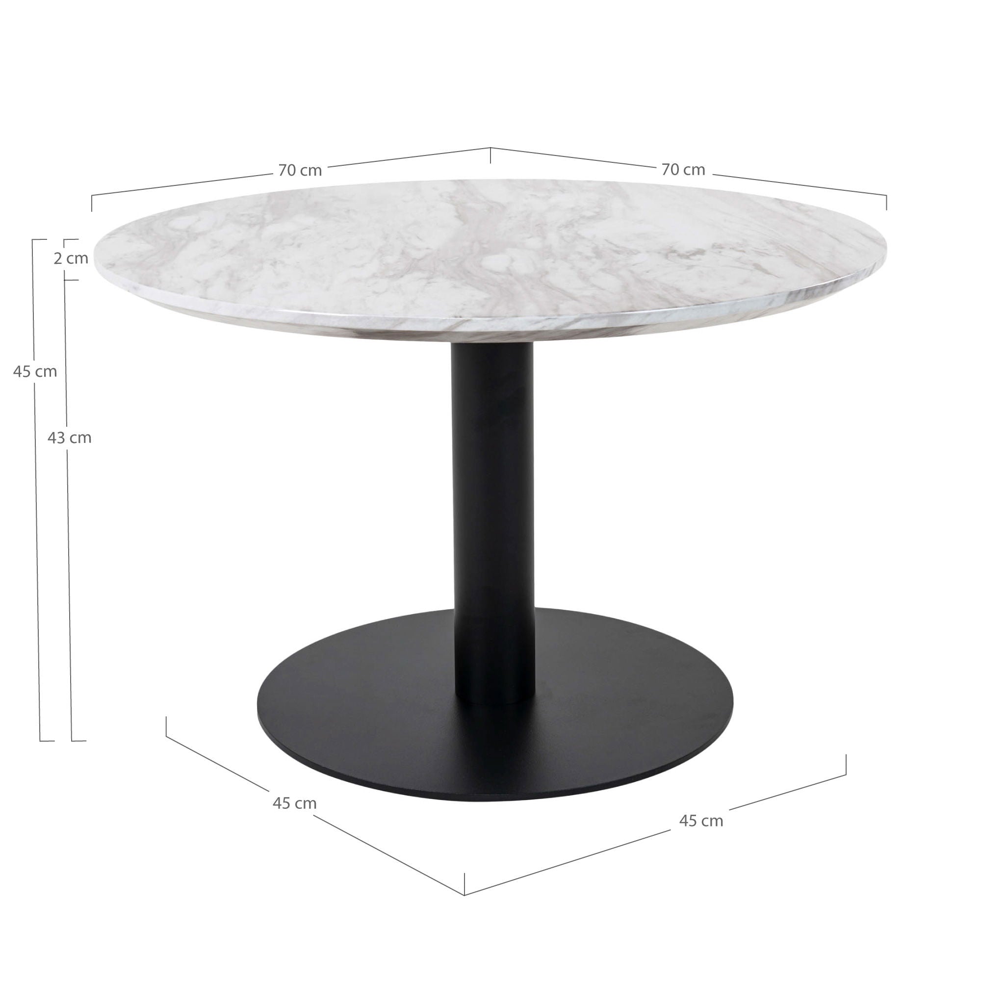 Bolzano – Couchtisch mit Marmoroptik Ø70×45 cm